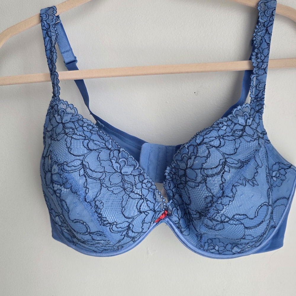 Cacique Blue Floral Lace Bra